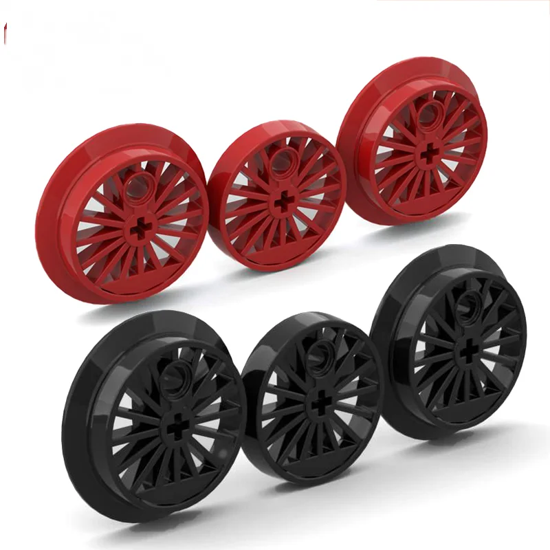 10PCS/lot Wheels Tyres Parts Pack 85489 Train Wheel RC Train Set of 3 MOC Building Blocks 85557 85558 for 76423 Technical Bricks