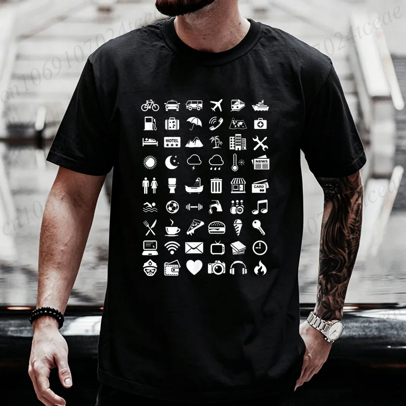 T-shirt pour femme à imprimé Travel Icon Language Travel, col rond décontracté, manches courtes, doux, vêtements streetwear esthétiques