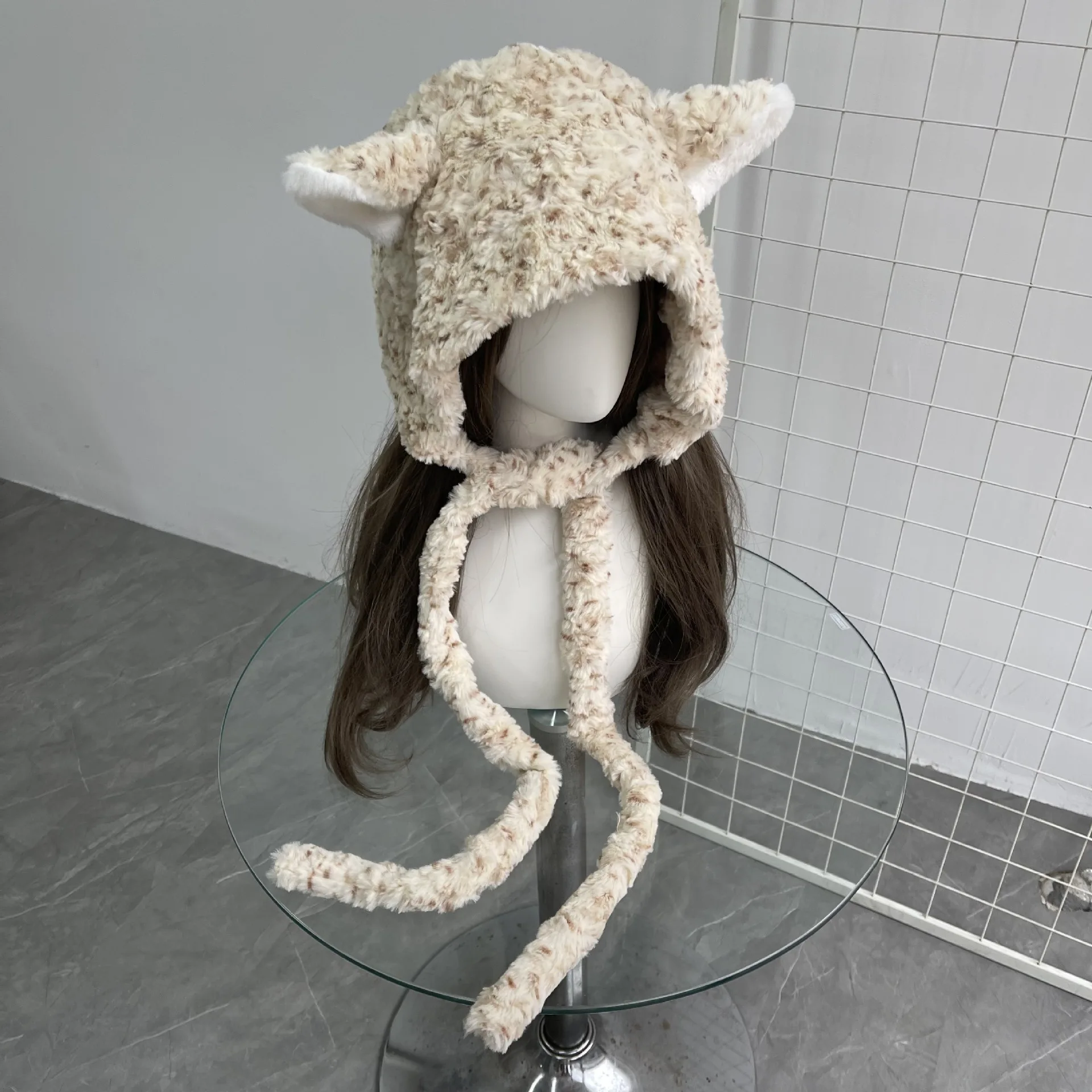 

Зимняя шапка с милыми ушками животных для девочек, шапочка с забавными кошачьими ушками, теплая шапка Kawaii Furry