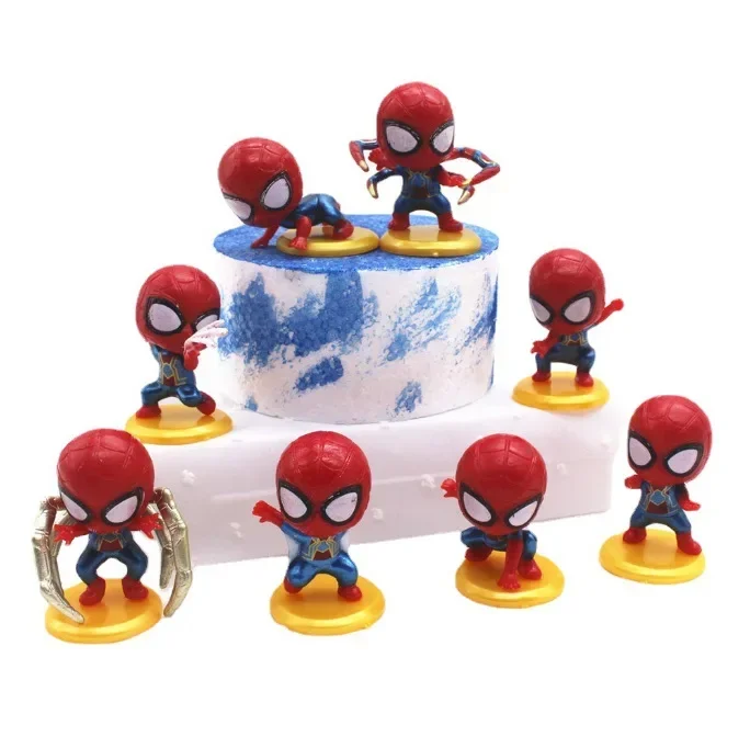 [面白い] 8 ピース/ロットディズニーマーベルスーパーヒーロースパイダーマンアクションフィギュアおもちゃ像コレクションモデル家の装飾子供の最高のギフト