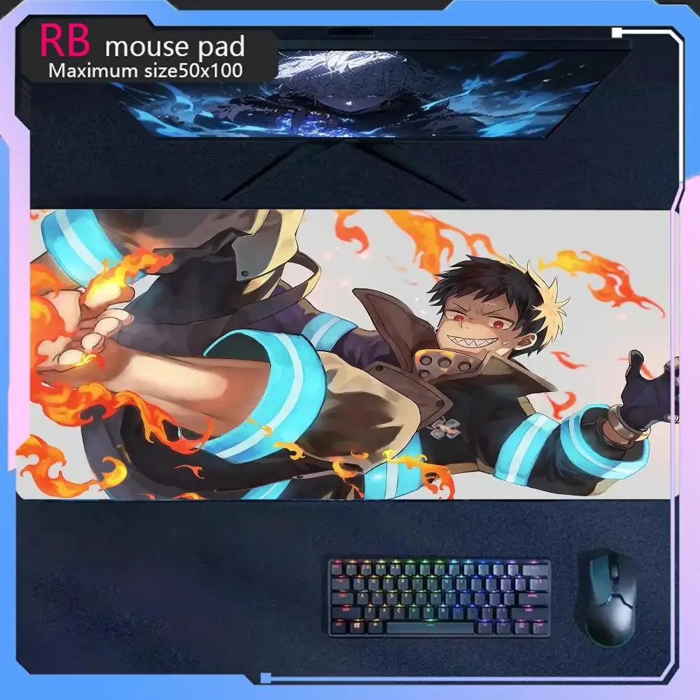 F-Fire Force Anime Grande Jogo Mouse Pad, Impressão de Alta Definição, Console Company, Teclado, pa