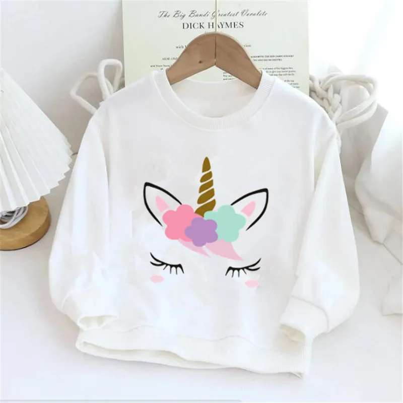 New Fashion Toddler Girl Cartoon Horse Print Hoodies Long Sleeve Sweatshirts Tops