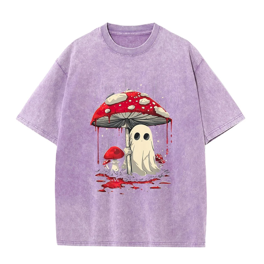 Cottagecore Halloween Shirt Ghost Mushroom Spooky T-Shirt Luxury Brand Tshirts Mens Clothing 반팔티셔츠 Men Xxxl Cotton Tee Short