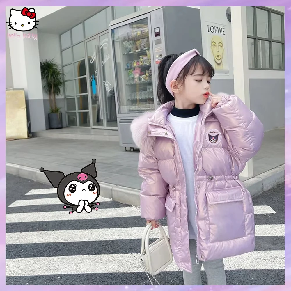 Winter Girls Kids Kawaii Parkas Jacket Down Coat Anime Cinnamoroll Kuromi Sanrio Princess Coats Clothes Kids Clothing for Girl