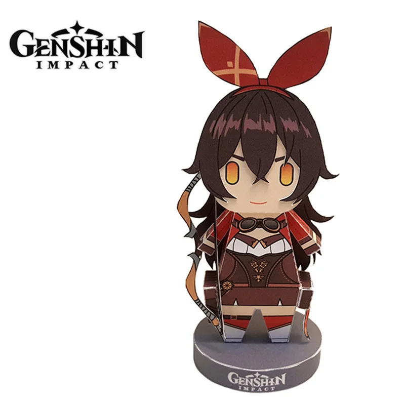 Genshin Impact Amber Figure Mini 3D Cute Paper Model Anime Papercraft Art Origami DIY Kids Adult Craft Toys PZ-123