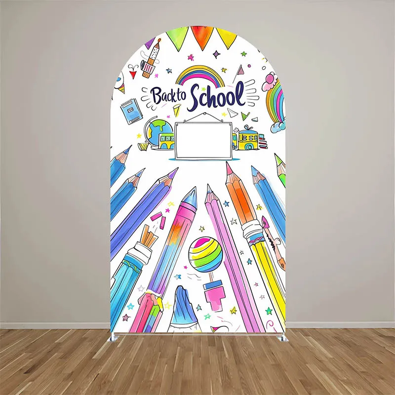 Mehofond Back To School Theme Arch Backdrop Cover Student Baby Birthday Baby Shower Teaching Aid Books Decor Background Props
