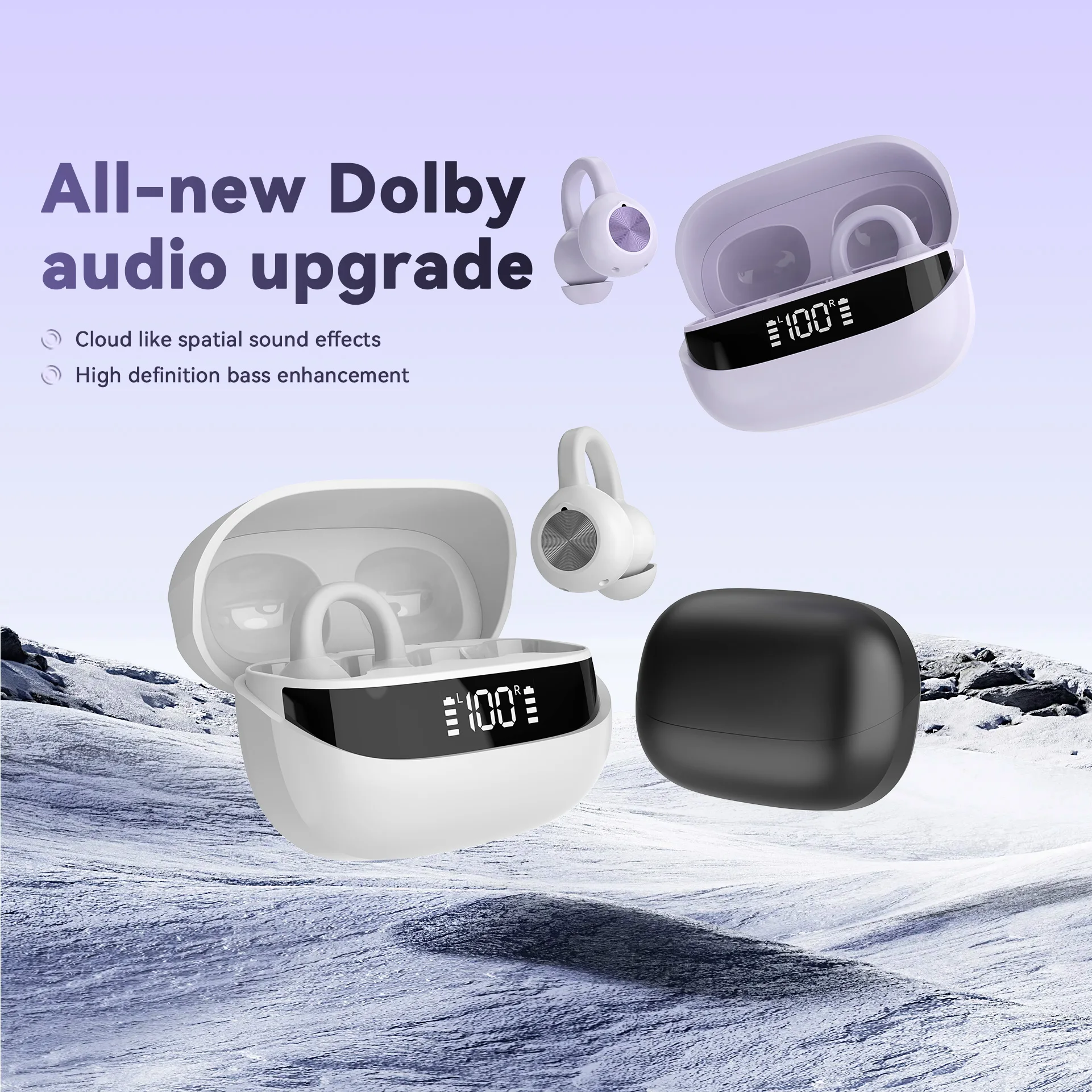 New K30 OWS Series Ear Clip Wireless Bluetooth Earphones Feature An LED Display And Button Controlled Automatic Noise Reduction