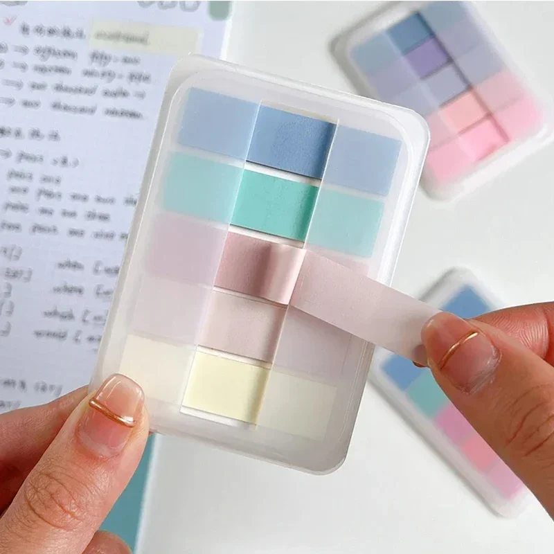 1 Box 100pcs  Writable Page Index Stickers Extractable Sticky Tabs Page Markers Tabs Transparent Color Sticky Notes