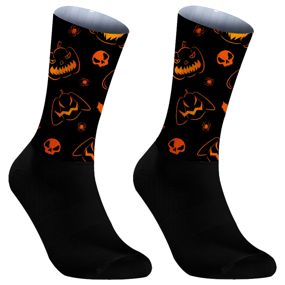 Chaussettes de cyclisme à hauteur du genou pour hommes, compression d'infirmière, vélo de route, course à pied, Halloween, nouveau, 2024