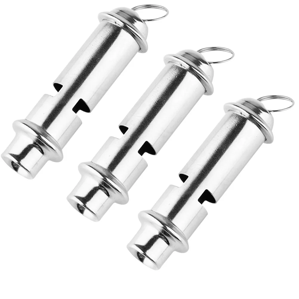 3Pcs Metal Whistle Outdoor Survival Emergency Whistle with Lanyard High Decibel Sound for Camping Hiking Sports Safety Accessory