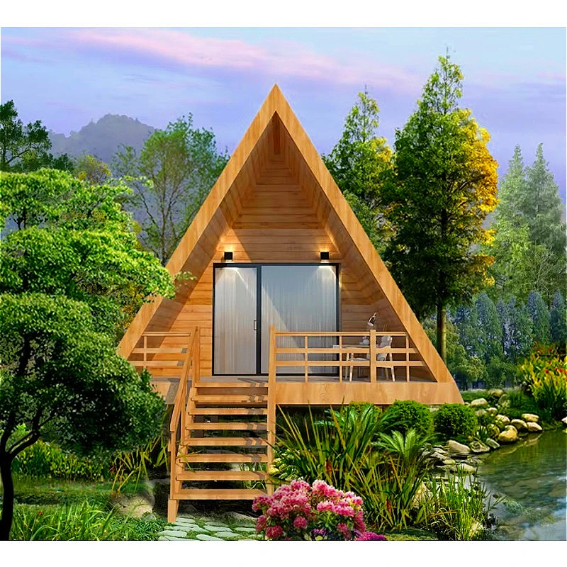 Wooden AFrame Shelter Prefabricated Design Triangular Timber Villa for Photography Holiday Custom Landscape Cabin Rental Tourism