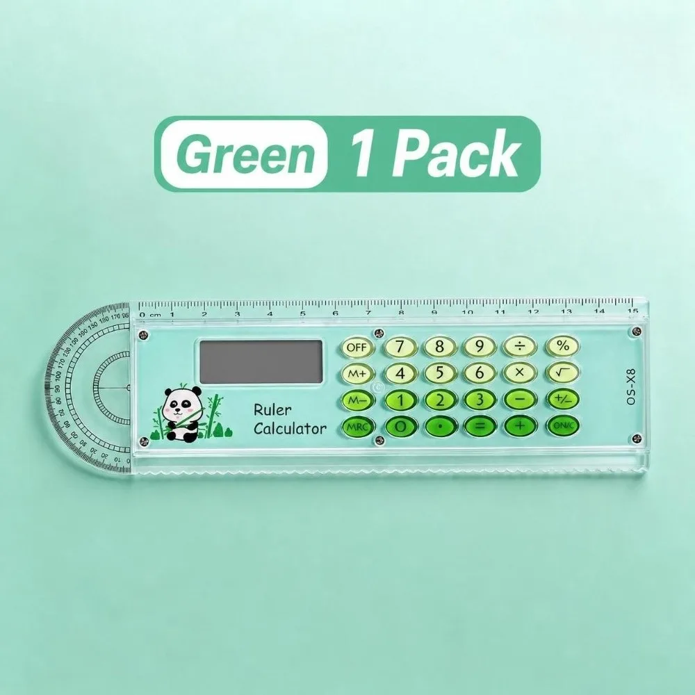 3 in 1 Ruler Calculator Gradient Color 15cm Drawing Ruler with Calculator Protractor Multifunctional Straight Ruler Students