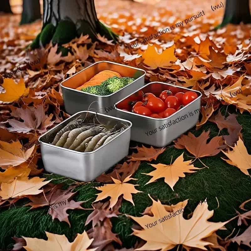 7-Piece stainless steel food storage box set, leak-proof flap can be stacked