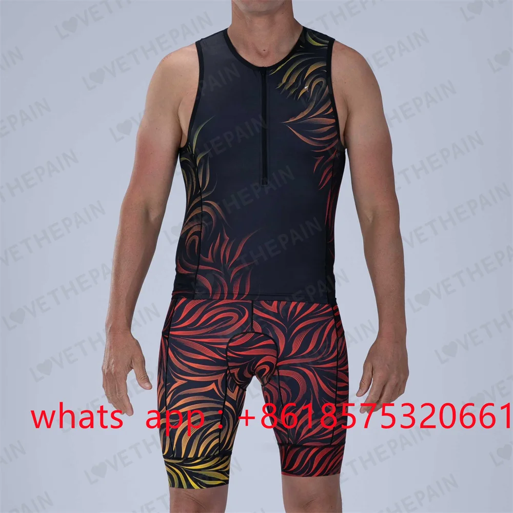 Triathlon Sleeveless Men\'s Cycling Skinsuit Sportswear Ropa Ciclismo Outdoor Bicycle Cycling Clothing 2023 Summer New Jumpsuit