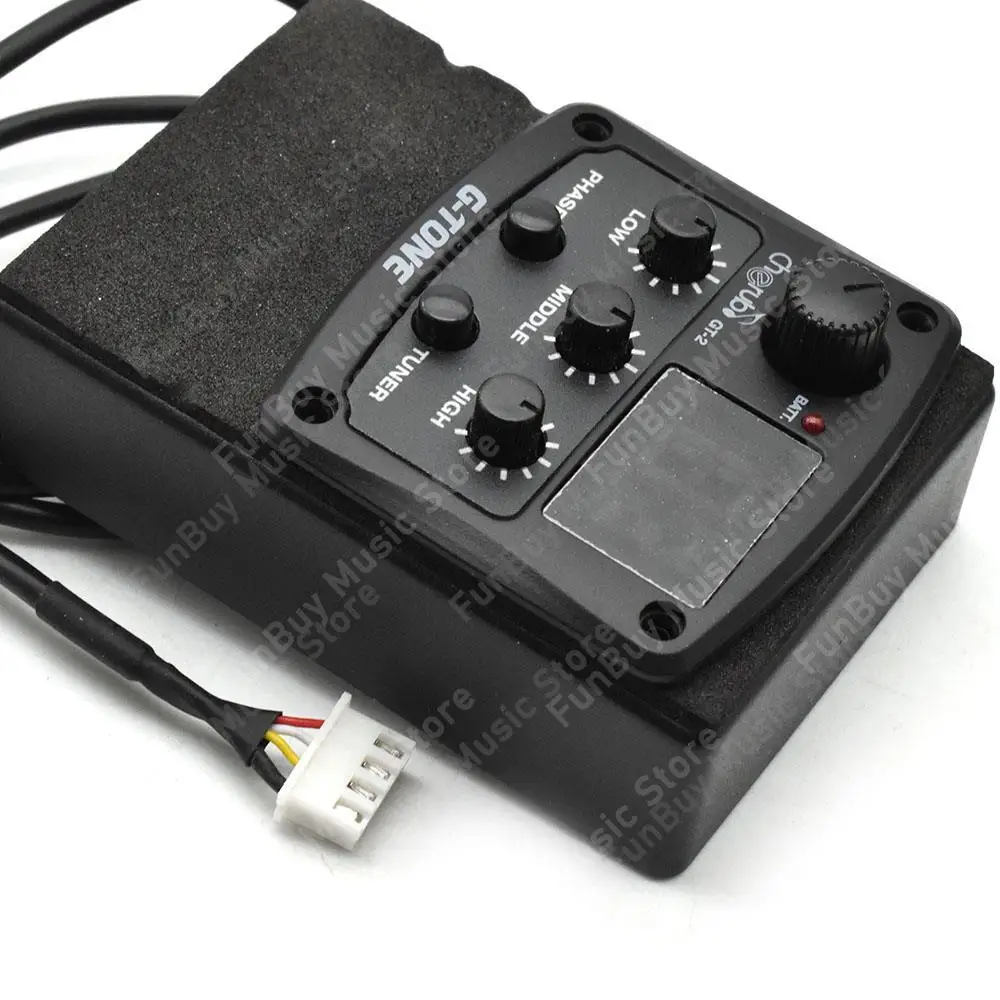 Préampli pour guitare acoustique Cherub G-Tone Series 1 pièce pour GT-2 GT-3 GT-4 avec micro piézo, égaliseur 3 bandes et accordeur LED, noir