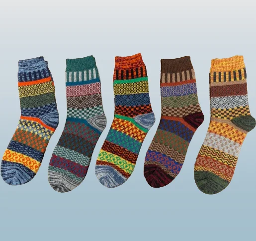 

5/10 Pairs Socks High Quality Thick Warm Ladies Rabbit Wool Socks Literary Folk Style Cashmere Trendy Socks