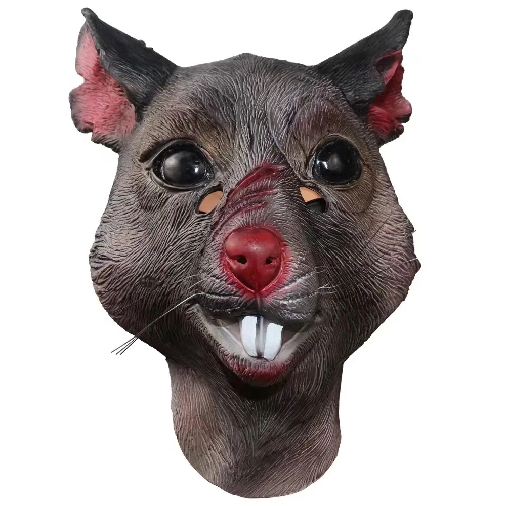 

Rat Latex Mask Animal Mouse Monster Mask Novelty Halloween Costume Party Full Head for Adults Ball Attire