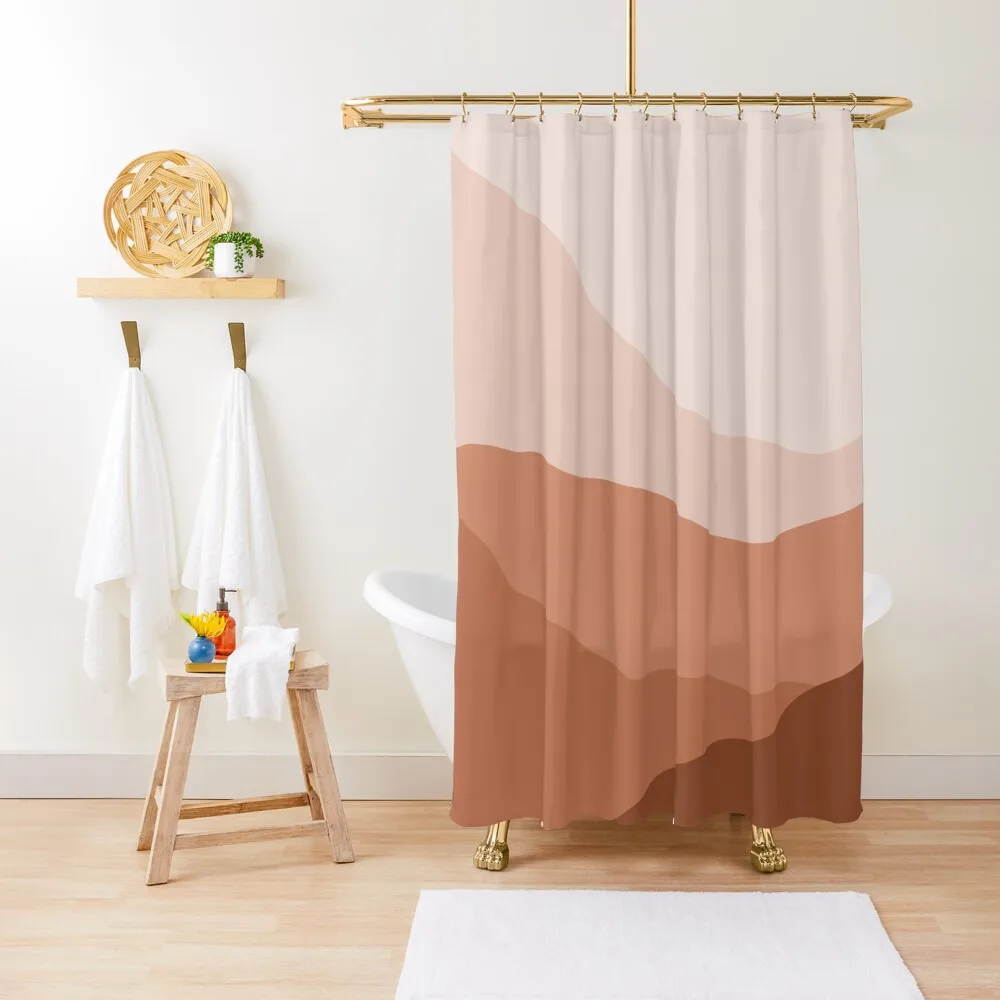 Pink Landscape Shower Curtain Waterproof Fabric Bathroom Bathroom For Shower Curtain