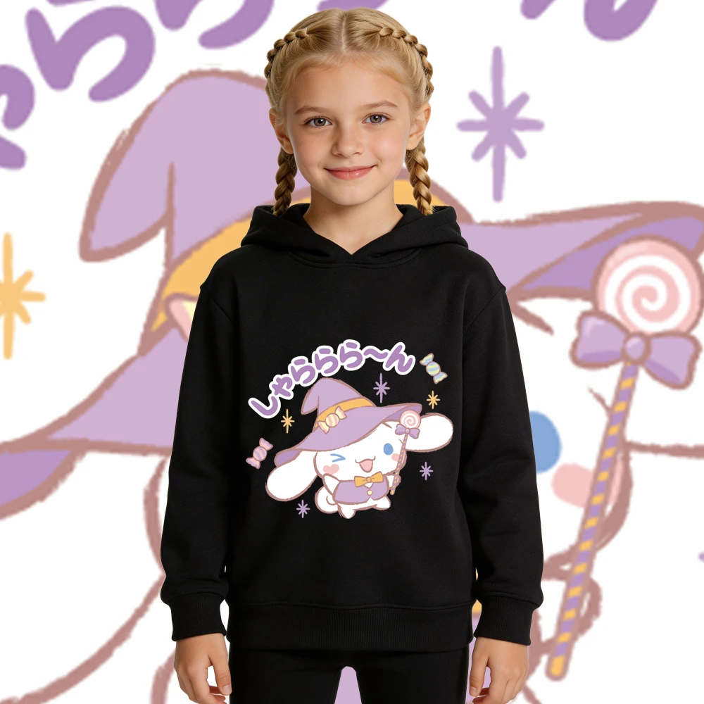 

Флисовая толстовка с принтом Cinnamoroll Candy Magician для мальчиков и девочек, детский теплый пуловер на осень-зиму