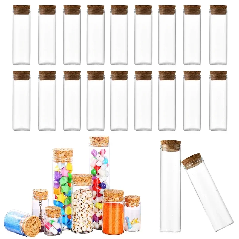 30 STKS 10 ml-100 ml Mini Kurken Glazen Flessen Rechte Mond Glazen Flesjes Duidelijke Opslag Potten Wens Fles DIY Decoratie Containers