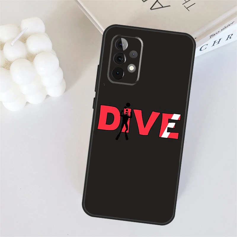 Dive Scuba Diver Shark custodia per bandiera subacquea per Samsung Galaxy A34 A12 A13 A14 A24 A54 A53 A33 A23 A52 A32 A22 A71 A51 Funda