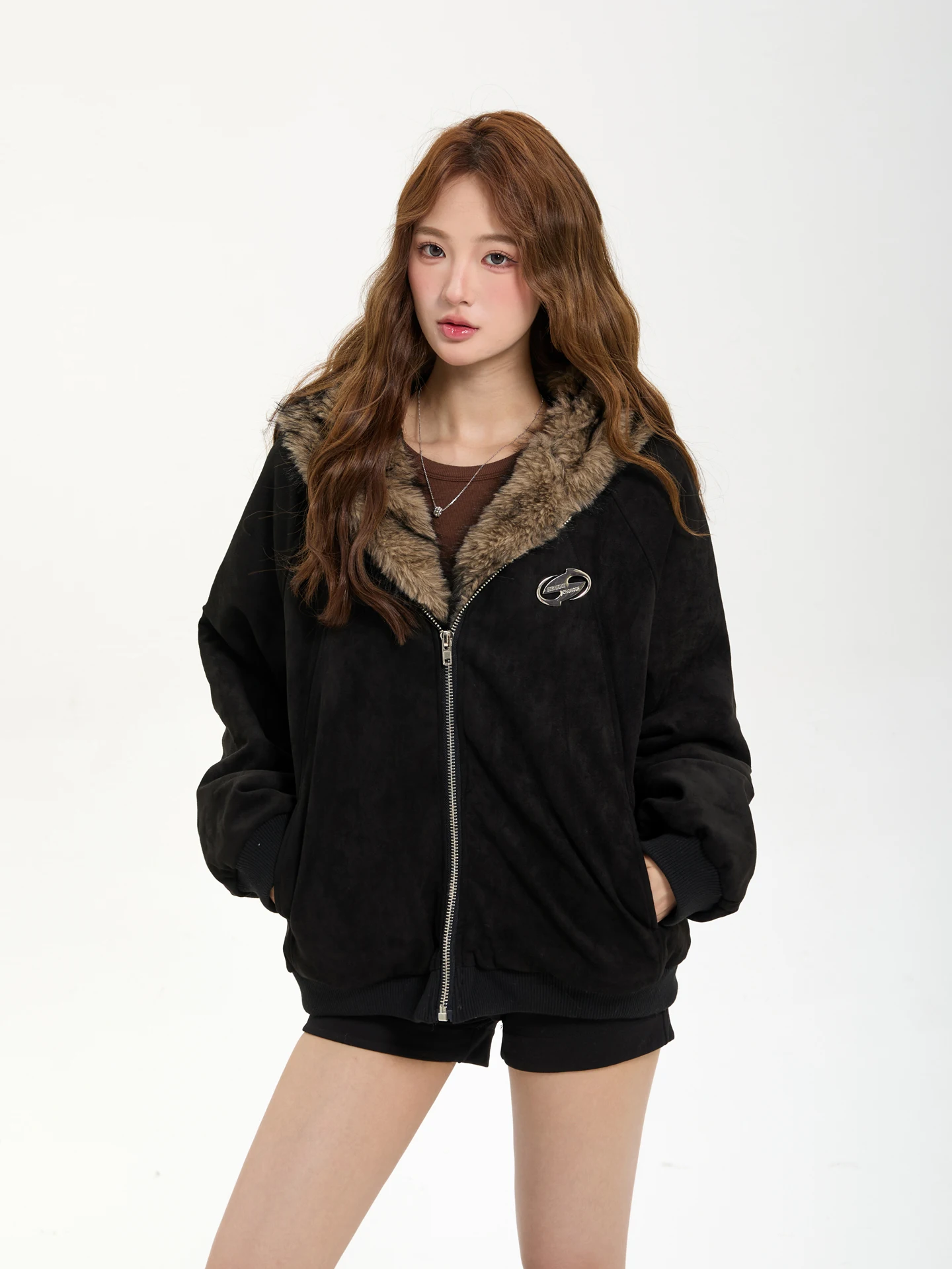 

7KEEWEN Зимняя утепленная теплая хлопковая куртка с капюшоном и меховым воротником в американском ретро-стиле Mountain Eagle для женщин