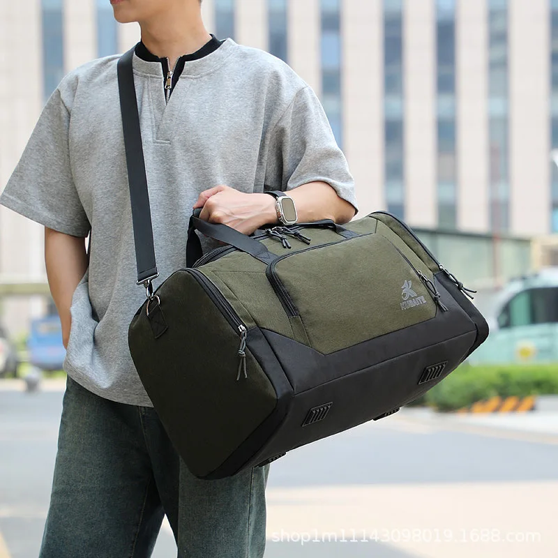 Trendy Color Block Bag Sports Gym Yoga Fitness Large Capacity Shoulder Handheld Travel Weekender Crossbody