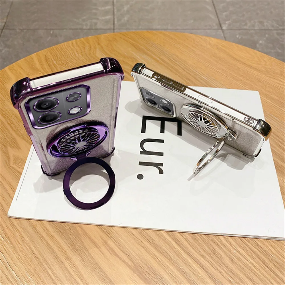 دوران الجيروسكوب حامل جراب هاتف ل Xiaomi Redmi ملاحظة 13 برو 12Pro 11S 10S 9S 9 Pro 13C 12C 10C تصفيح بريق غطاء الوفير