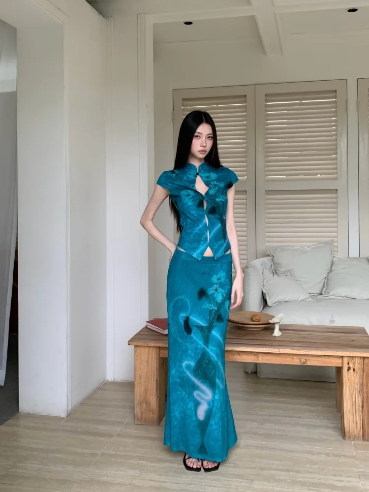CHEERART Summer 2 Piece Set Women'S Matching Sets Chinese Fashion Floral Mesh Outfit Skirt And Top Set 2026 Designer Clothes