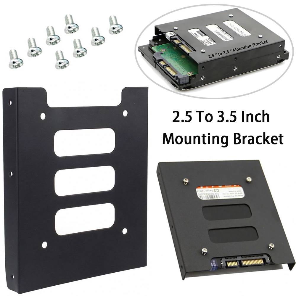 

2.5 To 3.5 SATA Inch Mounting Bracket Hard Drive Tray With 8 Screws Internal Hard Disk Drive SSDHDD Adapter Mounting Kit Bracket