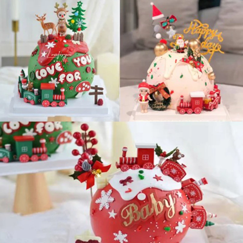 2023 Christmas Train Ornament Cake Ornament Baking Christmas Gift Children's Birthday Party Dessert Table Accessories