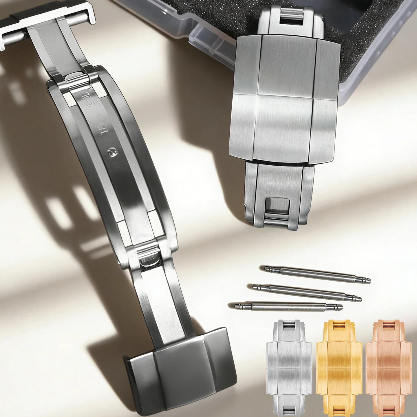 

CTS strap 316L folding buckle 16mm 18mm 20mm Watch Clasp high-quality watch Buckle Solid Stainless Steel Silver/Gold/Rose gold