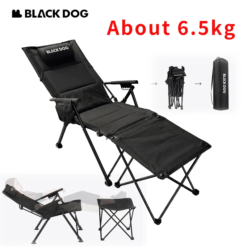 BLACKDOG Split Combined Camping Recliner Chair 5-Gear Adjustable Foldable Lounge Chair  600D Oxford Steel Frame Camping Outdoor
