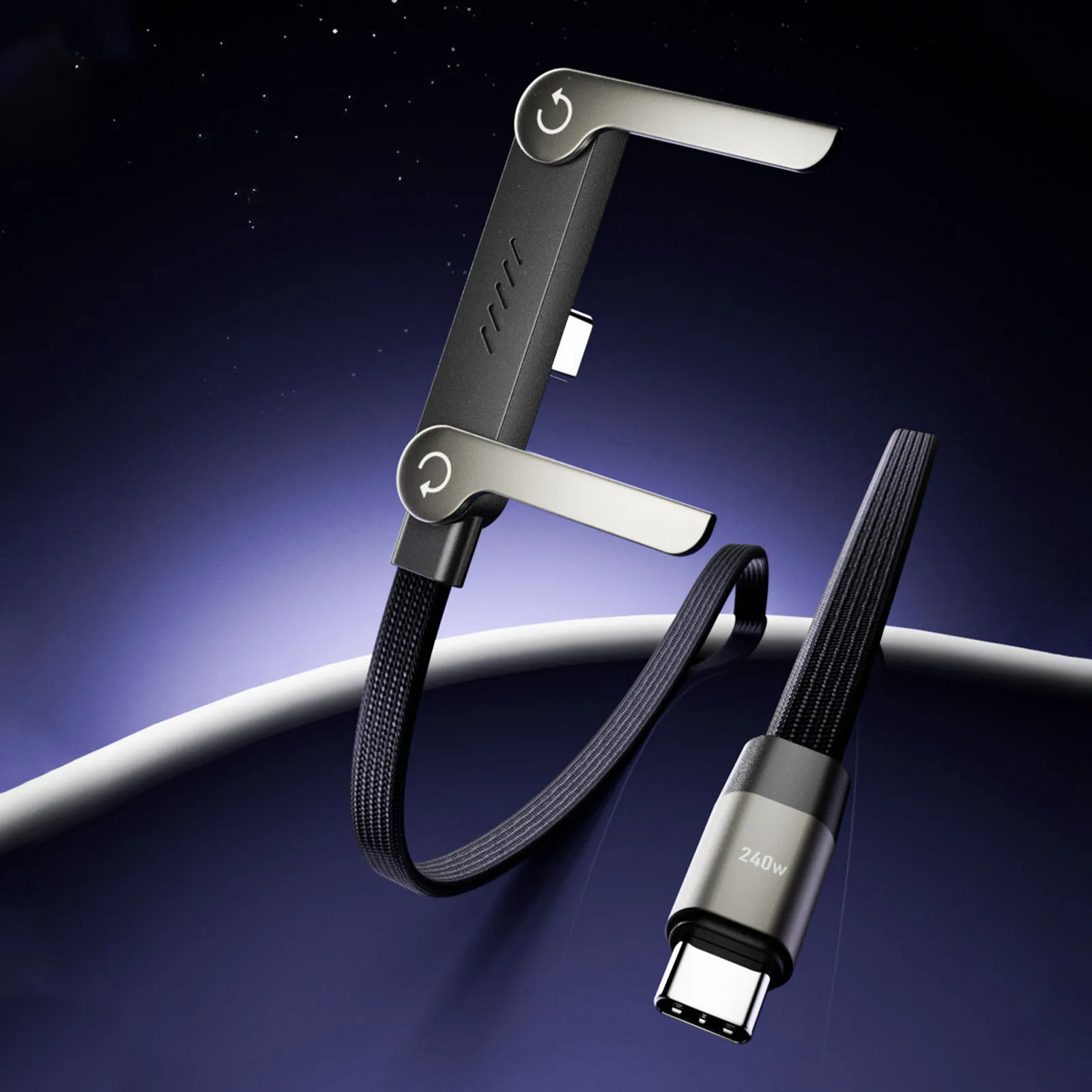 240W/65W Unsichtbares Ladekabel mit integriertem Telefonständer und geflochtenem Kabel für iPhone 17 – Schnelles Laden