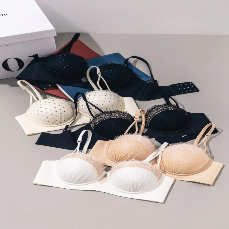 

Premium Exquisite Lace Push Up Bra Women Wirefree Seamless Snug Fitting Enhances Small Bust Lift Support Creates Fuller Cleavage