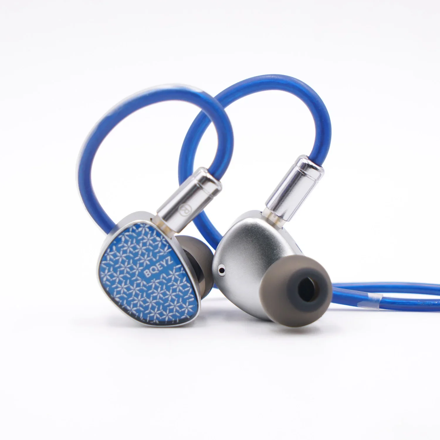 BQEYZ Weather Series Frost HiFi Wired Earphone Micro Planar Driver Dynamic Driver IEM Silver-plated Cable Glass Faceplate Blue