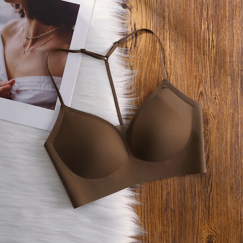 Seamless Summer Thin Bra Cami Tank Top Women Plus Size 32-38 Nude Skin Tone One Piece Criss Cross Beauty Back Wireless Invisible
