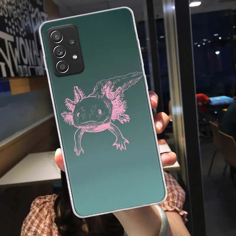 Kawaii Axolotl Pattern Phone Case For Galaxy Samsung A02S A03S A04S A05S A15 A25 A35 A55 A9 A8 A7 A6 J8 J6 J4 Plus S7 S10 Lit