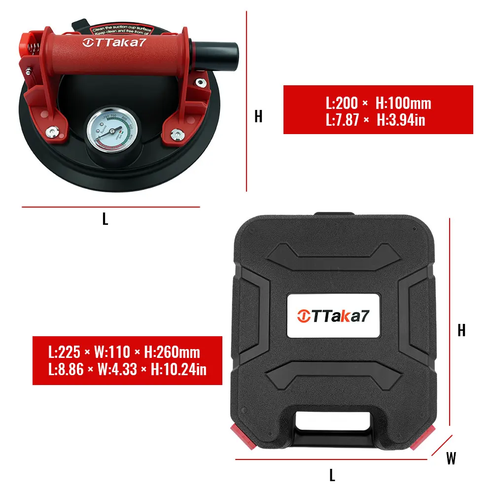 8 inch Cup Vacuümzuignap 250 kg Laadvermogen Zware vacuümstrooier voor tegeladsorptie Graniet Glas Lifting