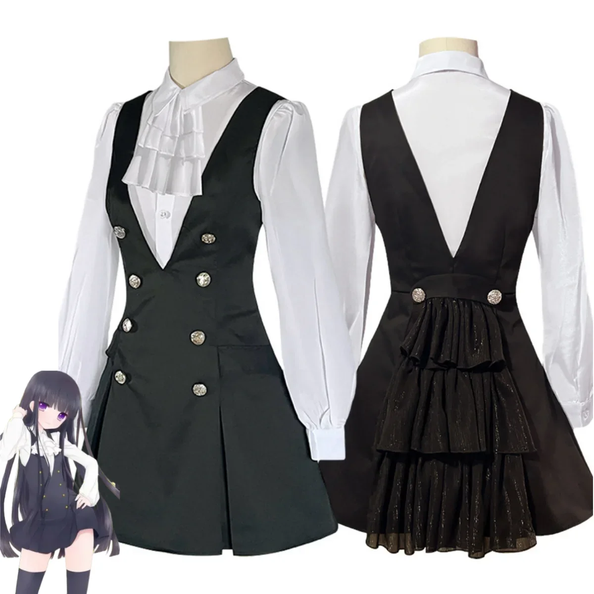 Anime Inu X Boku SS Ririchiyo Shirakiin Riricho Cosplay Costume Roromiya Karuta Shirt Skirt Wig Woman Kawaii Carnival Suit