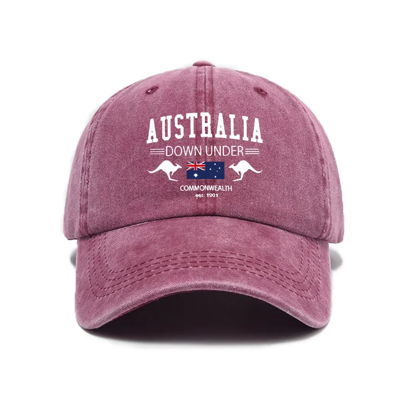 Unisex Australia Flag Kangaroo Hat Vintage Distressed Baseball Cap Breathable Outdoor Streetwear Adjustable Sport Sun Visor Cap