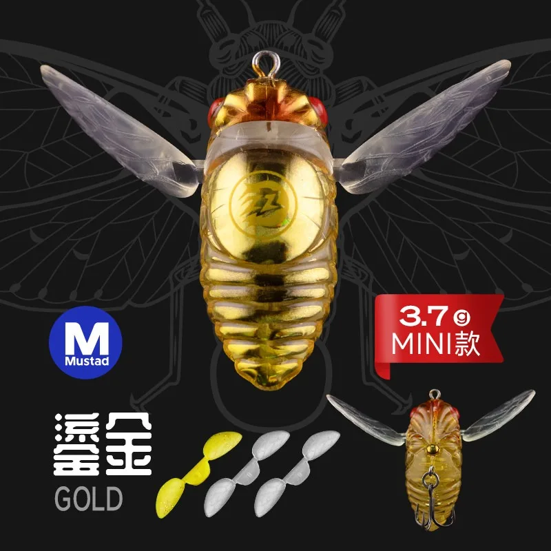 Zikaden-Oberflächenköder 3,7g 6g Popper Weichflügel-Insektenköder mit Mustad-Haken Künstlicher Hartköder für Barsch, Forelle, Süßwasser