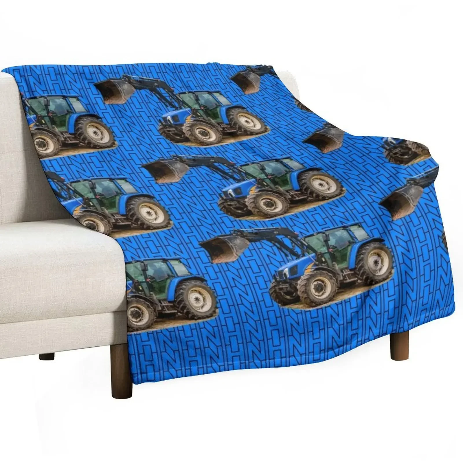 Blue tractor Throw Blanket Soft Sherpa Fleece Warm Blanket for Winter