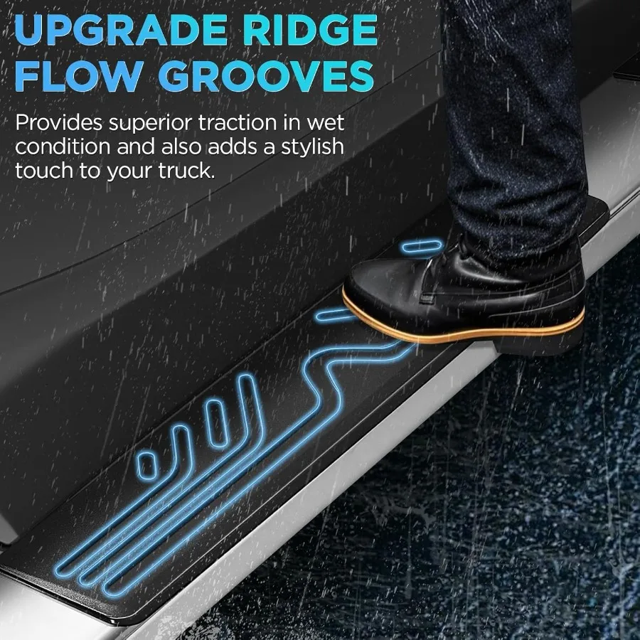 لوحات تشغيل 6.5 لـ 20092014 Ford F150 Super Crew Cab مرآة من الفولاذ المقاوم للصدأ خطوة جانبية Nerf Bar مع نمط ريدج لتعزيز