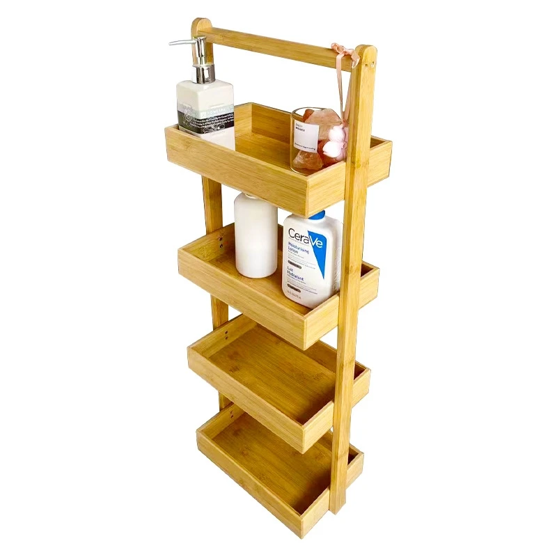 Multifunctional Multi Layer Bathroom Bamboo Shelf Bathroom Storage Shelf Toilet Storage Rack