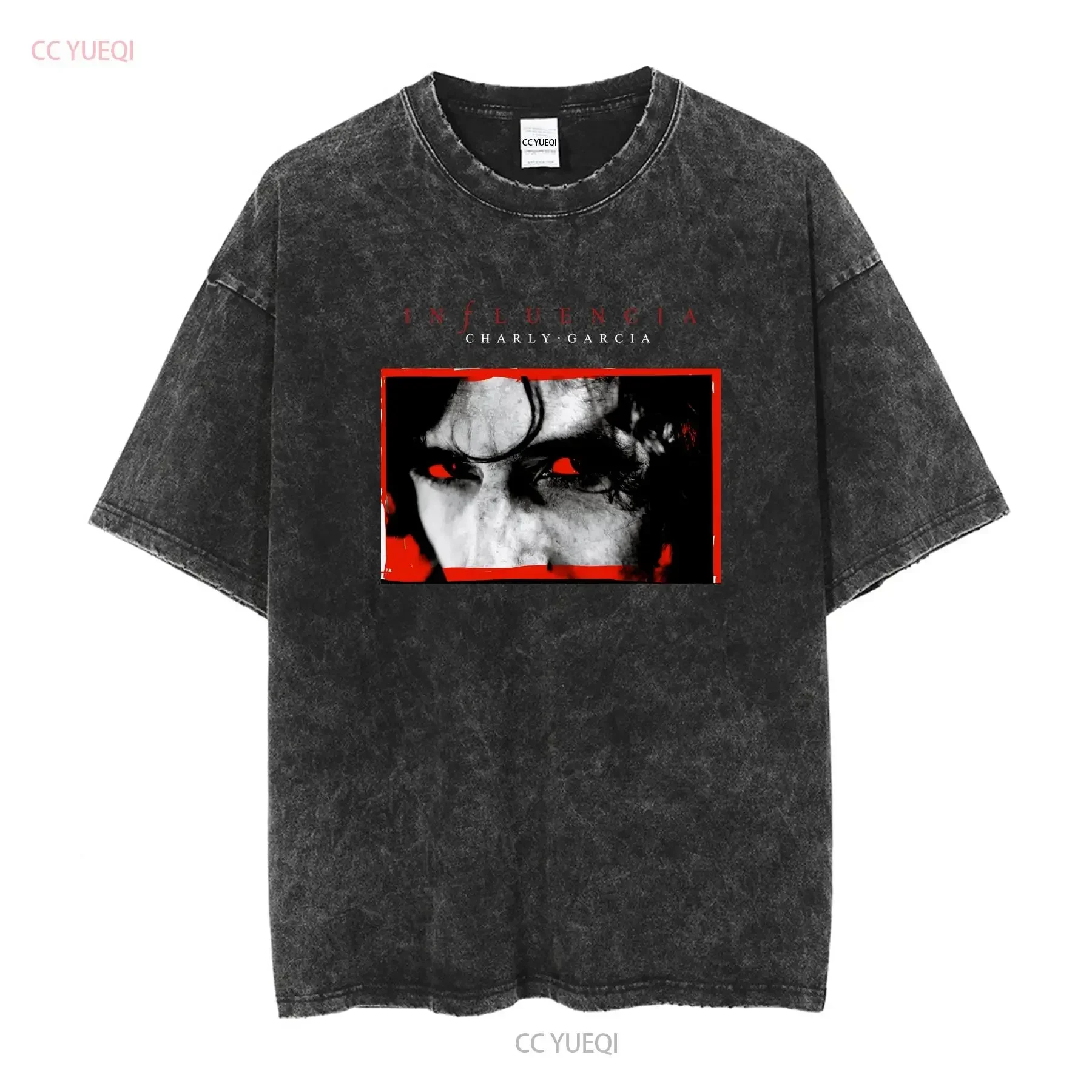 Customization Shirt Charly Garcia Influencia Singer Musician Album Logo T Shirt S 3XL Vintage Washed Homme Designer Clothes Vers