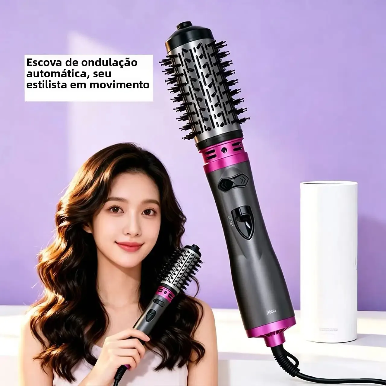 3in1ホットエアブラシ-3段階温度調節-自動ヘアカーラー-ストレートアイロン-電気ヘアスタイリングコーム-ダメージなしヘアケア