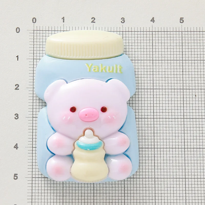 2pcs Large cartoon pig bottle cup resin jewelry accessories DIY mobile phone holder children's hairpin decorative flatback