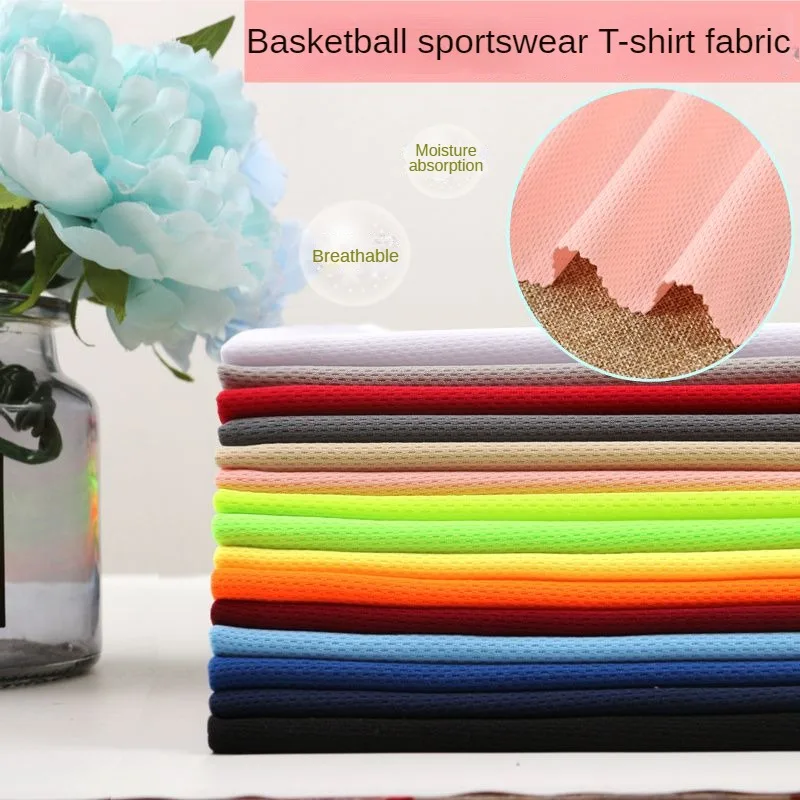 Bird Eye Mesh Fabric Per Meter for Basketball Uniform Sportswear T-shirt Diy Sewing Breathable Moisture Absorption Cloth Plain