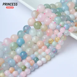 A++ Natural Colorful Beryl Morganite 6mm 8mm 10mm Loose Beads for Jewelry Making Wholesale Stone Bead DIY Accessories